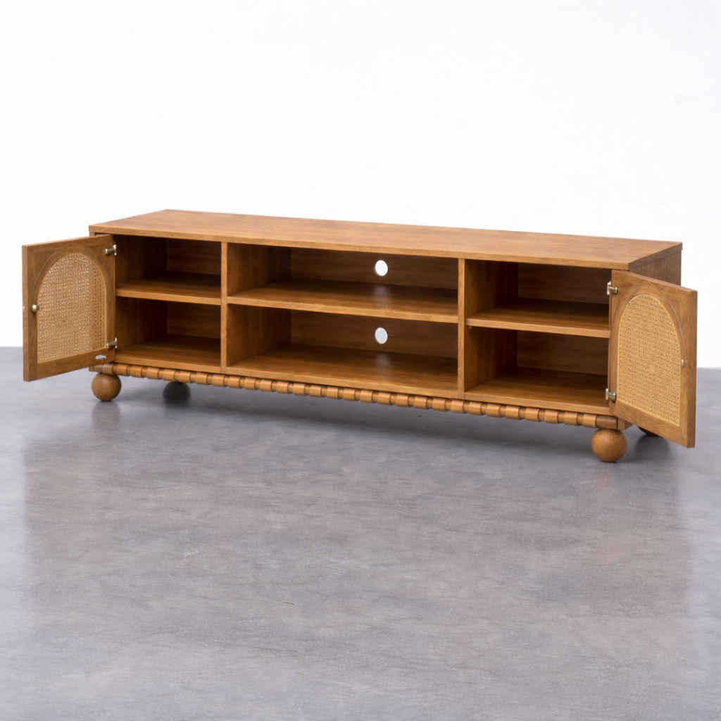 Valencia Rattan TV Media Unit Side View | Mamta Handicraft
