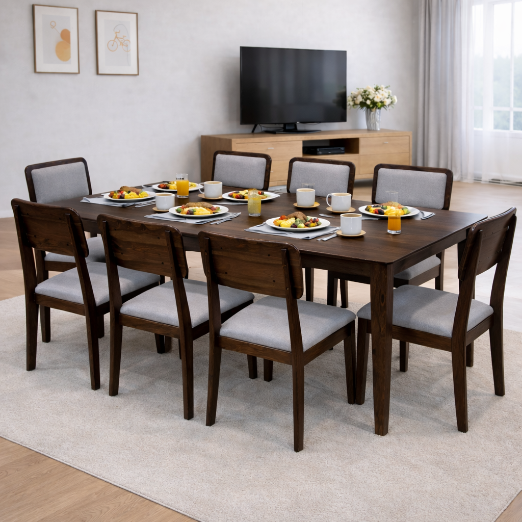 Urban Living Solid Sheesham Wood Eight Seater Dining Table Set