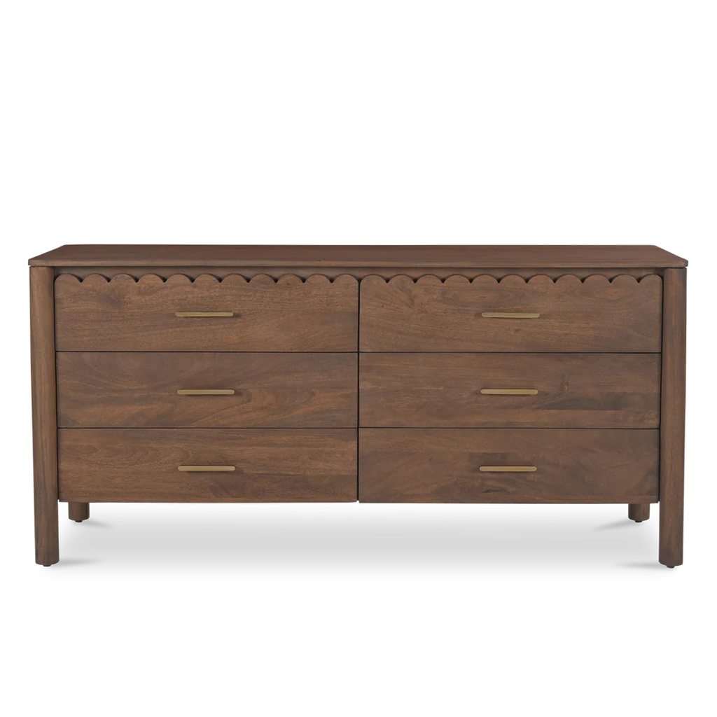Indiana Scalloped Edge Solid Wood Dresser – Modern Storage Cabinet