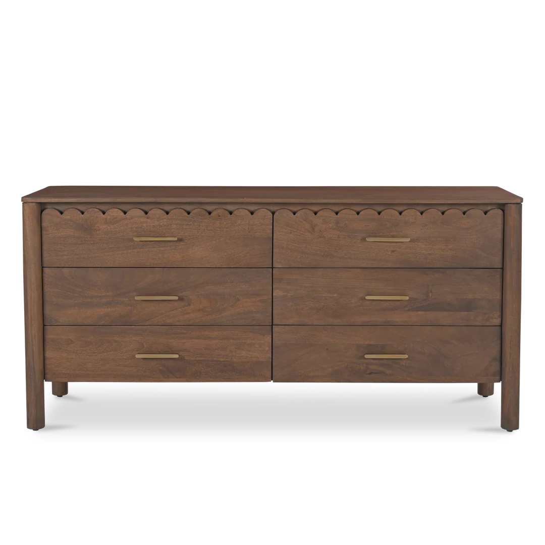 Indiana Scalloped Edge Solid Wood Dresser – Modern Storage Cabinet
