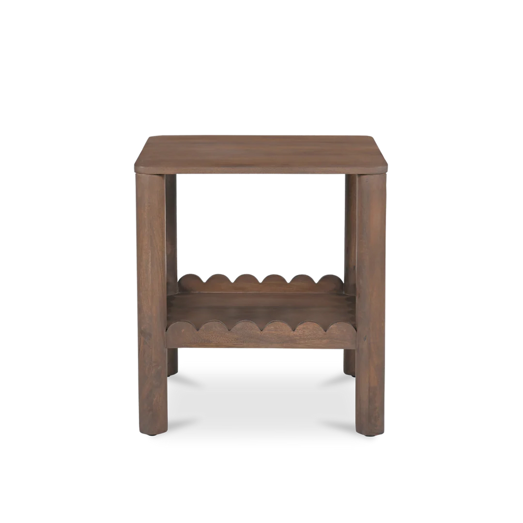 Indiana Scalloped Edge Solid Wood Accent Table – Modern Side Table