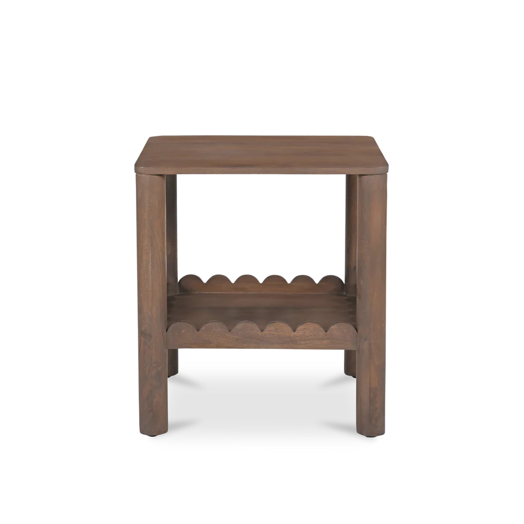 Indiana Scalloped Edge Solid Wood Accent Table – Modern Side Table