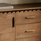 Indiana Scalloped Edge Solid Wood Sideboard – Modern Storage Cabinet
