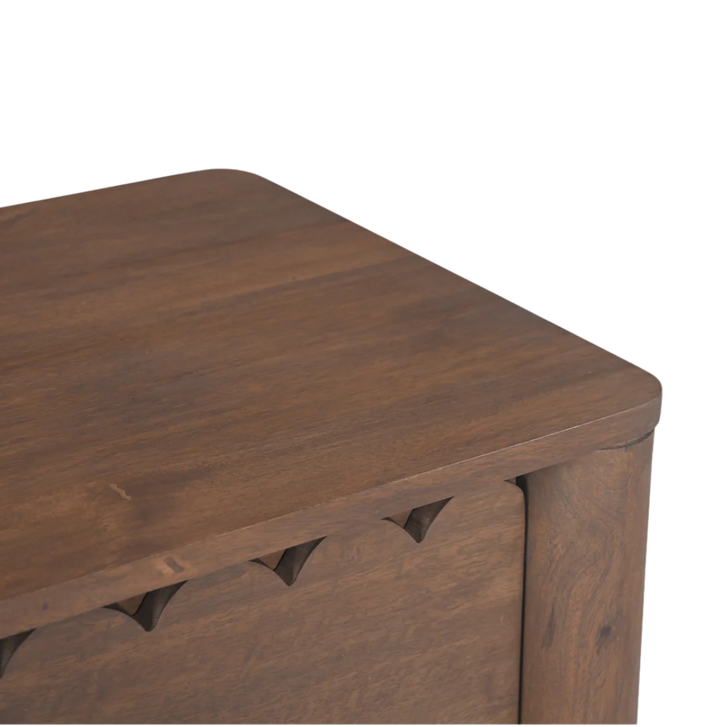 Indiana Scalloped Edge Solid Wood Bedside – Elegant Nightstand