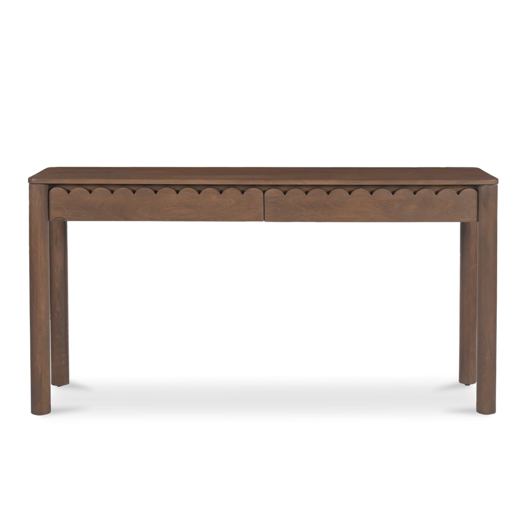 Indiana Scalloped Edge Solid Wood Console Table – Modern Minimalist Design