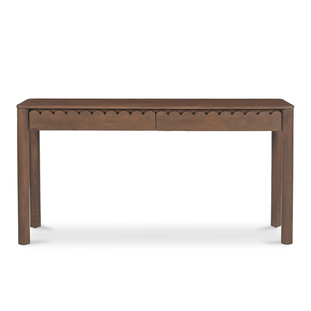 Indiana Scalloped Edge Solid Wood Console Table – Modern Minimalist Design