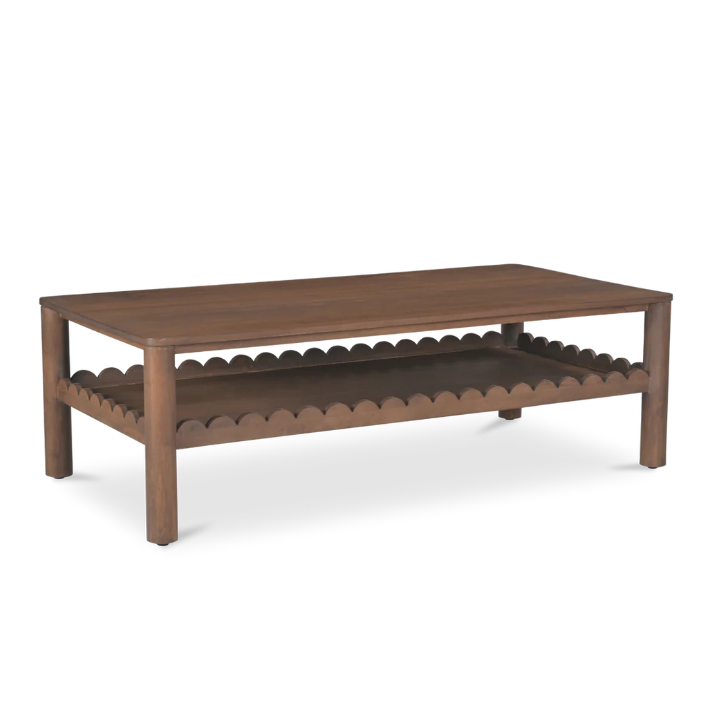 Indiana Scalloped Edge Solid Wood Coffee Table – Modern