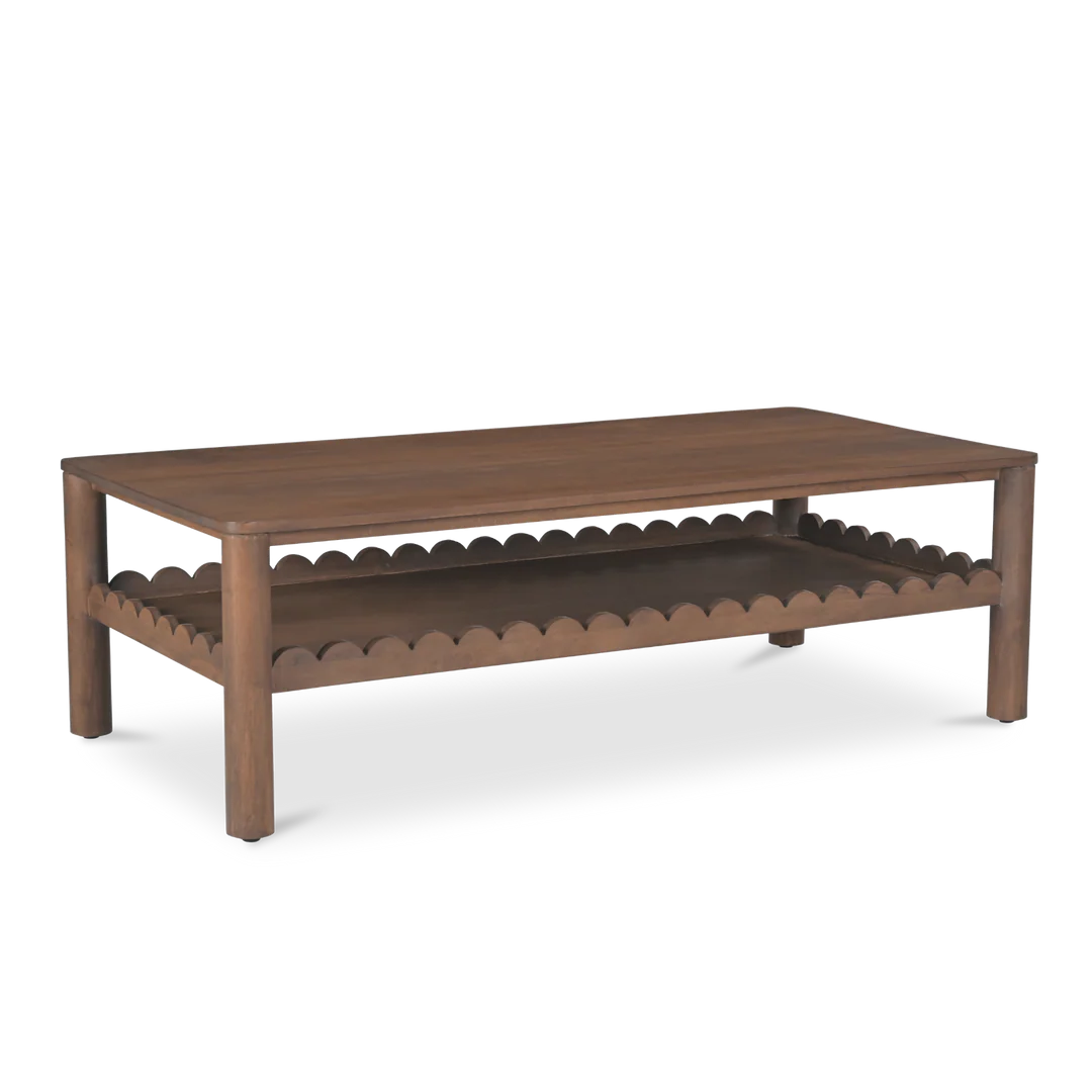 Indiana Scalloped Edge Solid Wood Coffee Table – Modern