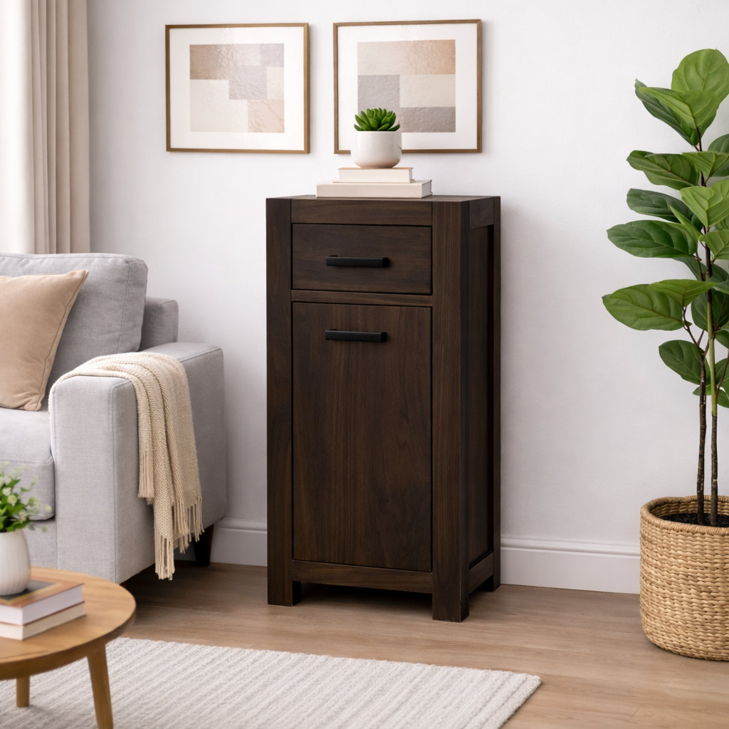 Sierra Solid Wood Tall Side Cabinet Lifestyle | Mamta Handicraft