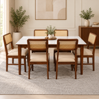Modern Ceramic Top Dining Table Set with Chairs-6 Seater