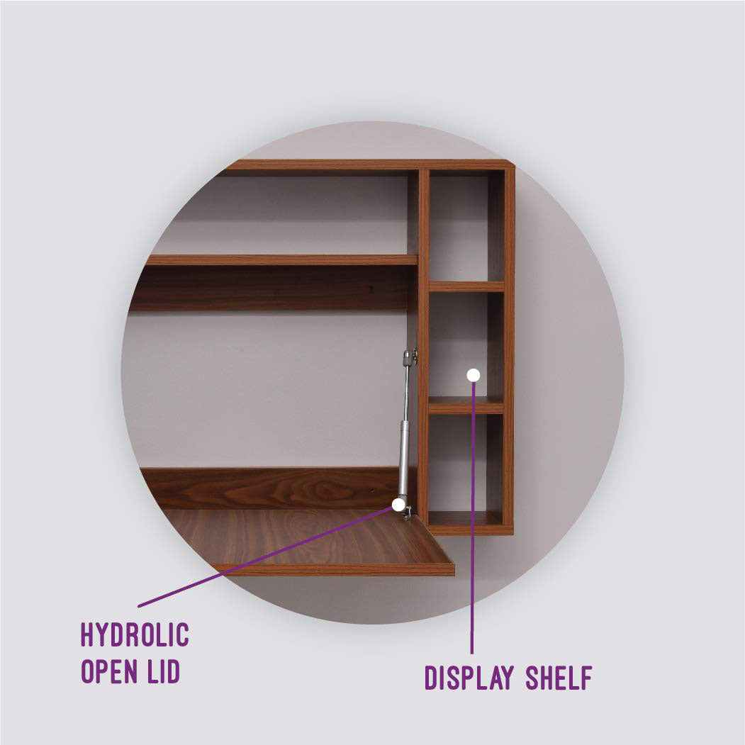 SleepX Work from Home (WFH) Wood Finish Wall Mounted Desk (Brown)