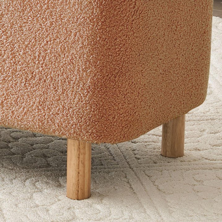39.5" Boucle Storage Ottoman Bench for Living Room Bedroom Foot Rest End of Bed Wood Leg