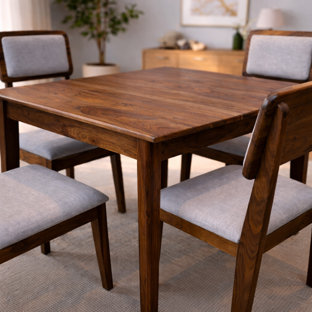 Urban Living Solid Sheesham Wood Four Seater Dining Table Set