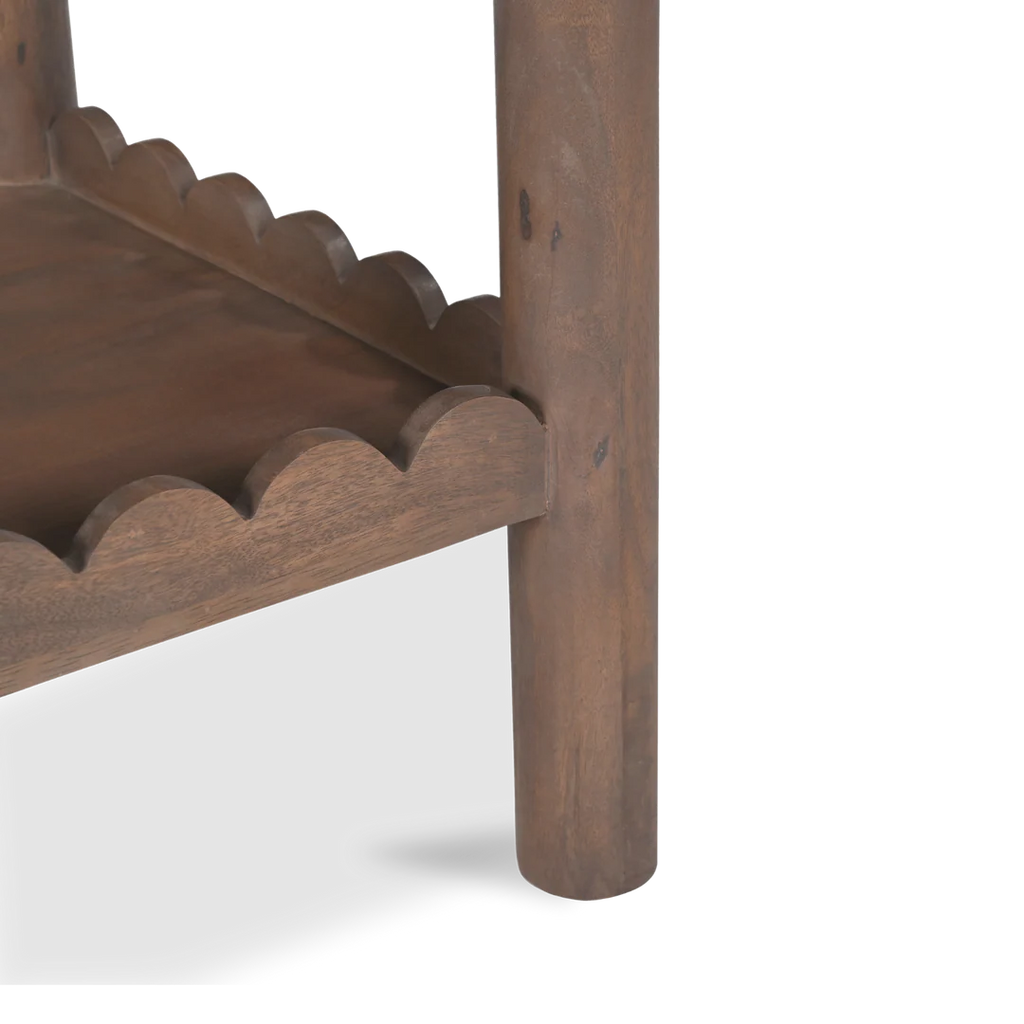 Indiana Scalloped Edge Solid Wood Accent Table – Modern Side Table