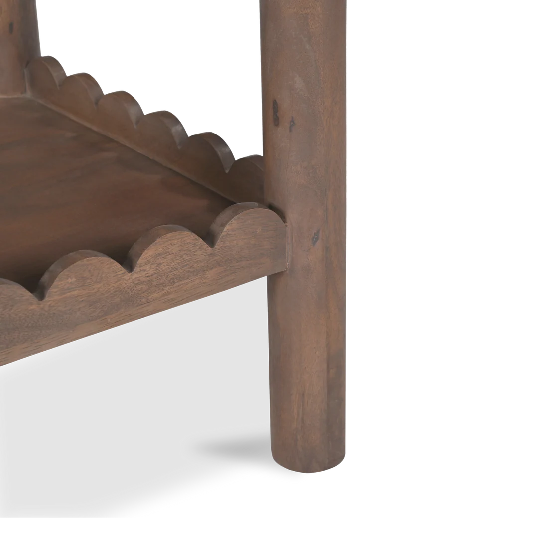 Indiana Scalloped Edge Solid Wood Accent Table – Modern Side Table