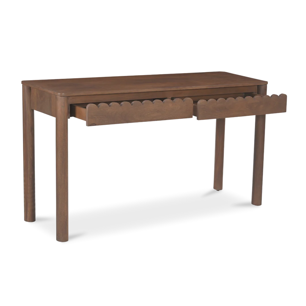 Indiana Scalloped Edge Solid Wood Console Table – Modern Minimalist Design