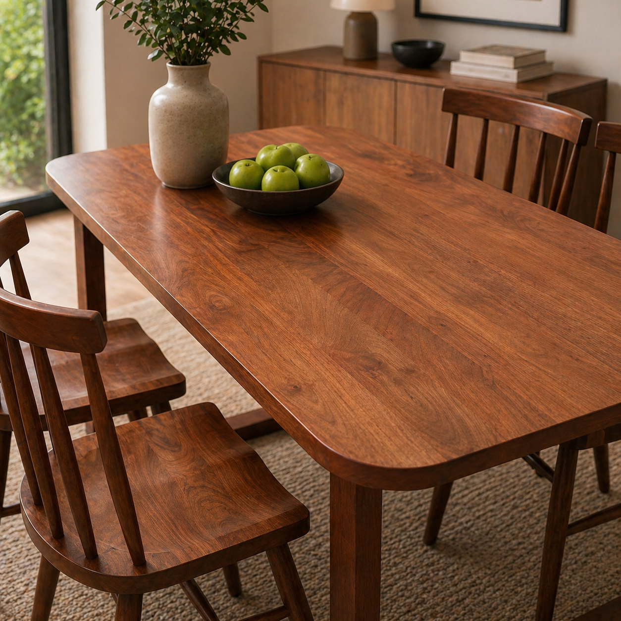 Solid Wood 4 Seater Dining Set Side View | Mamta Handicraft