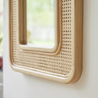 Modern Natural Cane Frame Wall Décor Mirror