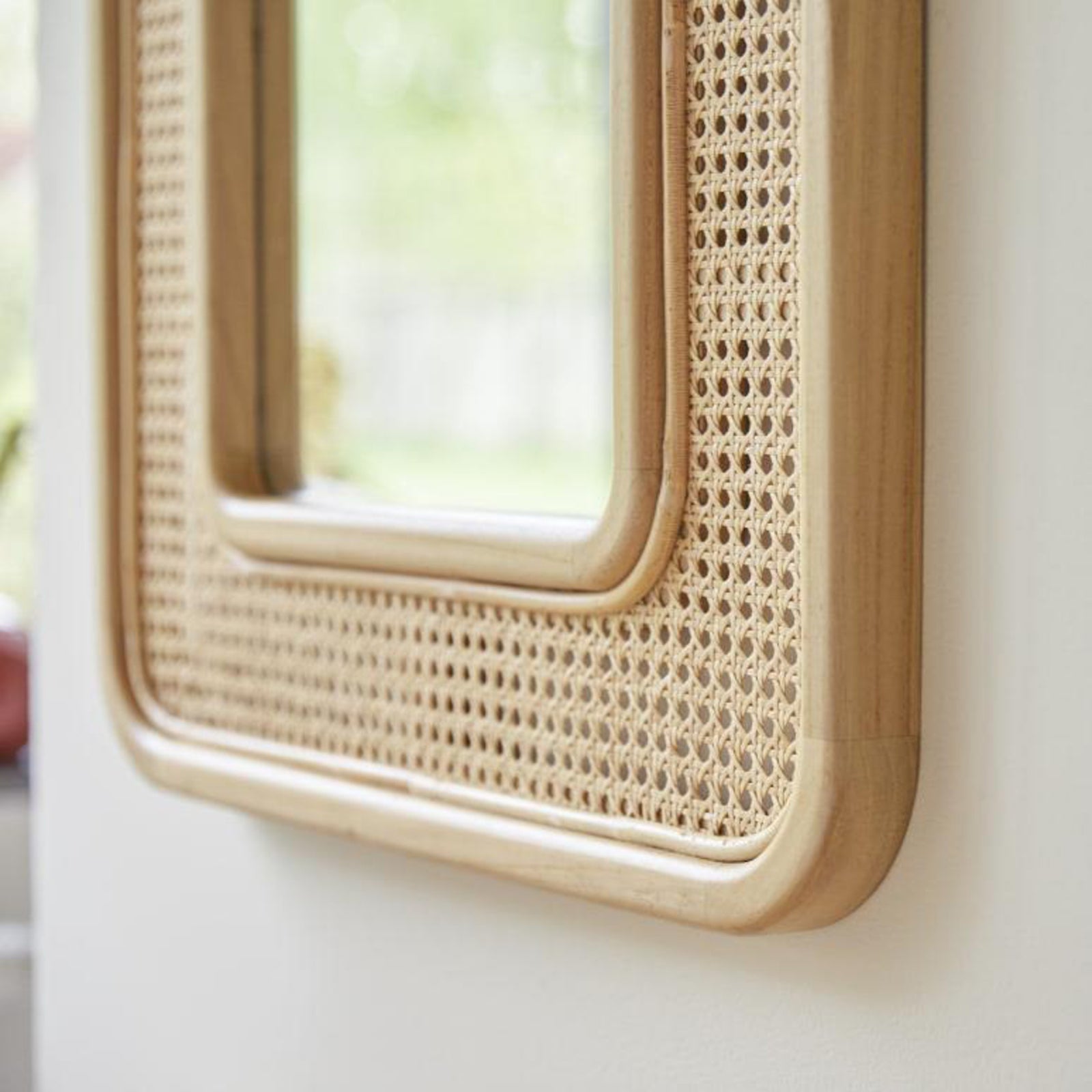 Cane Frame Wall Mirror Side View | Mamta Handicraft