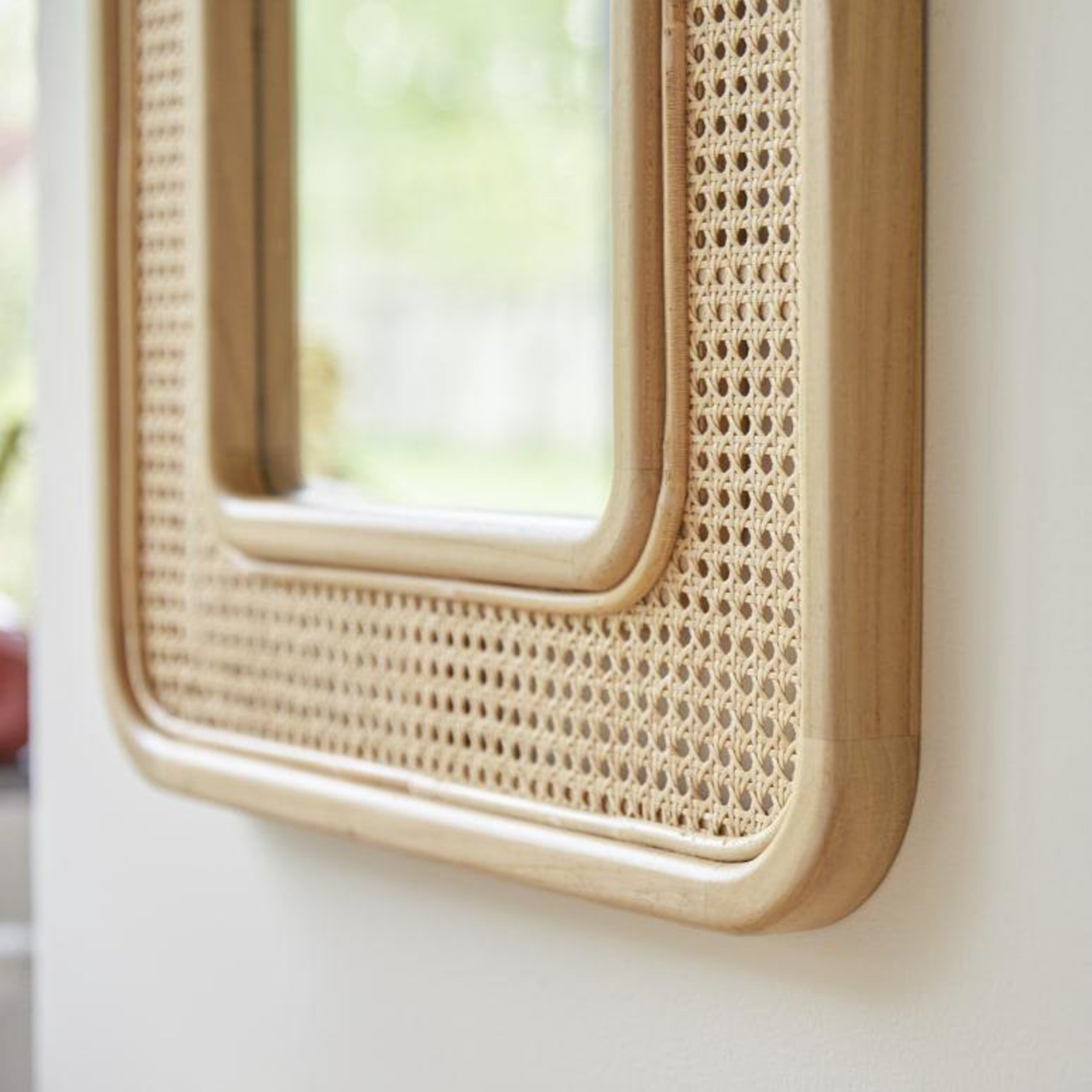 Modern Natural Cane Frame Wall Décor Mirror