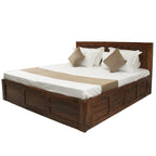 Premium Sheesham Wood Box Storage Bed with Slatted Headboard