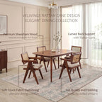 Astera Sheesham Wood 4 Seater Dining Set with Natural Cane Chairs
