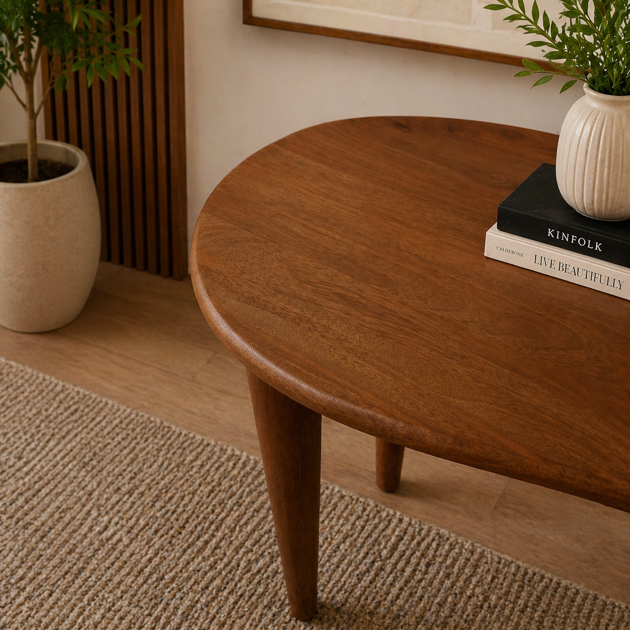 Curved Wooden Console Table Side View | Mamta Handicraft