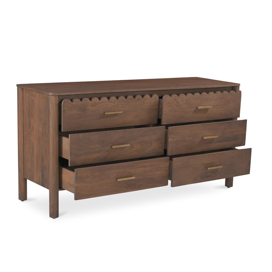 Indiana Scalloped Edge Solid Wood Dresser – Modern Storage Cabinet