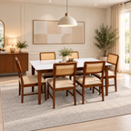 Modern Ceramic Top Dining Table Set with Chairs-6 Seater