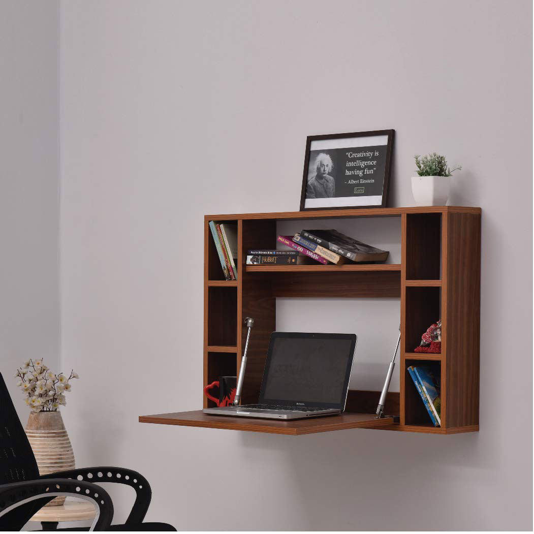 Mamta Work from Home (WFH) Wood Finish Wall Mounted Desk (Brown)