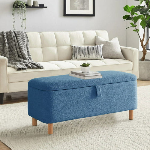{"alt" => "39.5\" Boucle Storage Ottoman Bench for Living Room Bedroom Foot Rest End of Bed Wood Leg"}