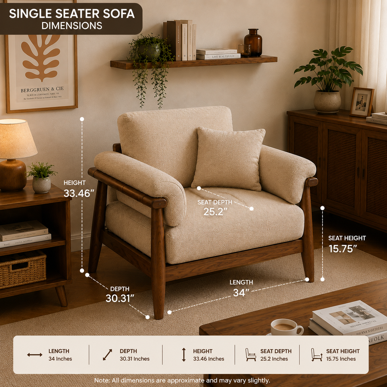 Mamta Milano Luxury Italian 1 Seater Sofa Lifestyle | Mamta Handicraft