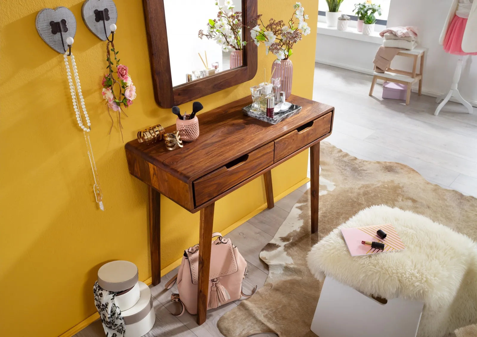 Bangalore Solid Sheesham Wood Console Table with Drawers | Mamta Handicraft