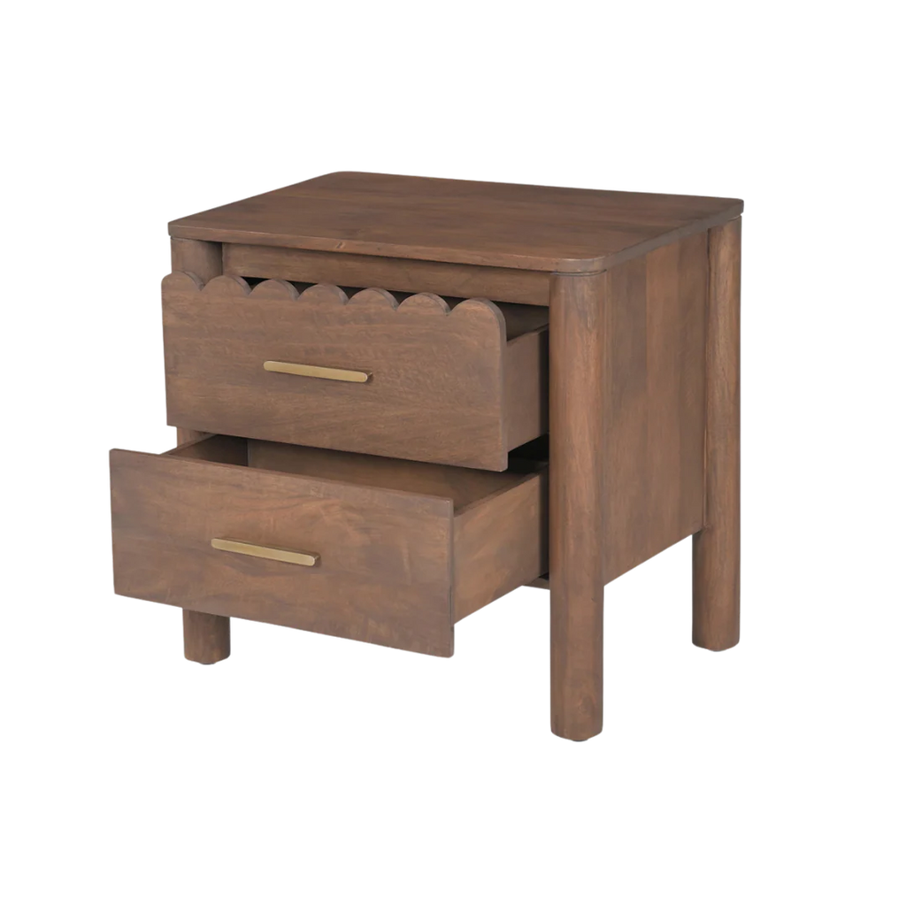 Indiana Scalloped Edge Solid Wood Bedside – Elegant Nightstand