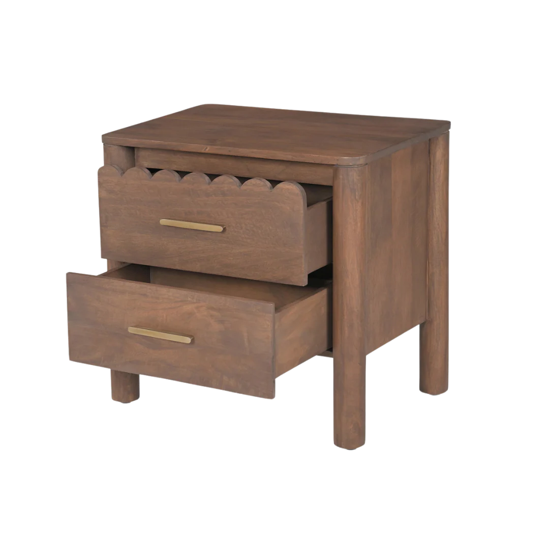 Indiana Scalloped Edge Solid Wood Bedside – Elegant Nightstand
