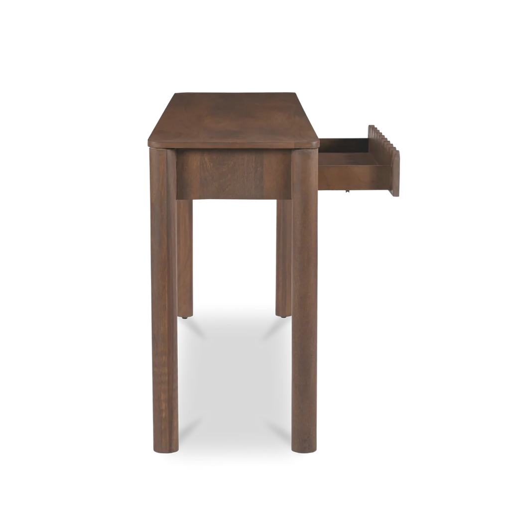 Indiana Scalloped Edge Solid Wood Console Table – Modern Minimalist Design
