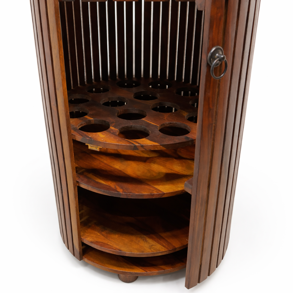 Modern Bottle-Shaped Sheesham Wood Bar Cabinet with Door