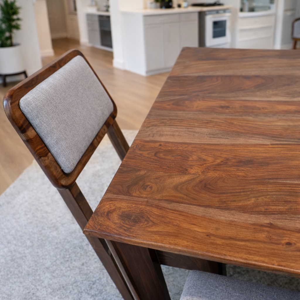 Urban Living Solid Sheesham Wood Six Seater Dining Table Set