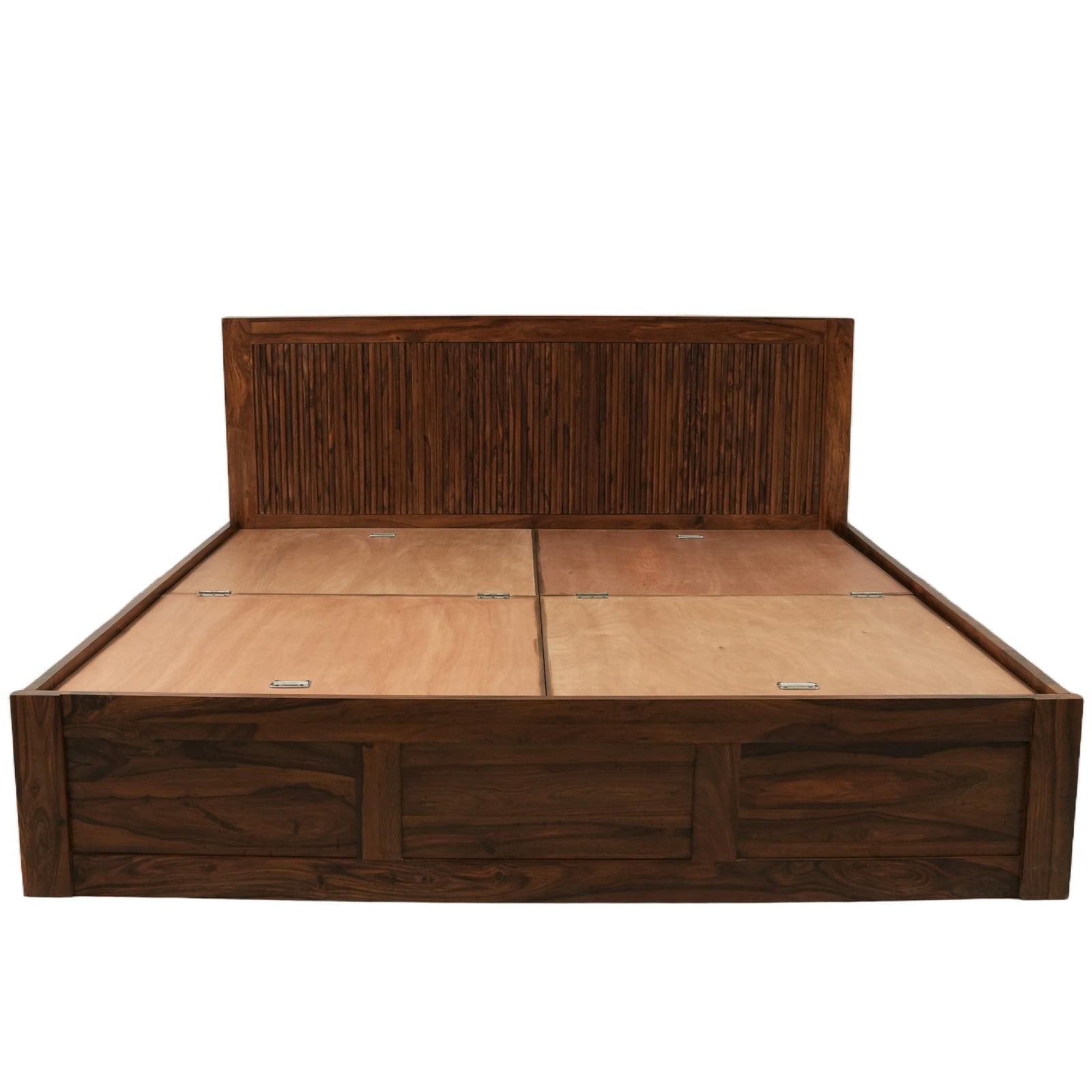 Premium Sheesham Wood Box Storage Bed with Slatted Headboard