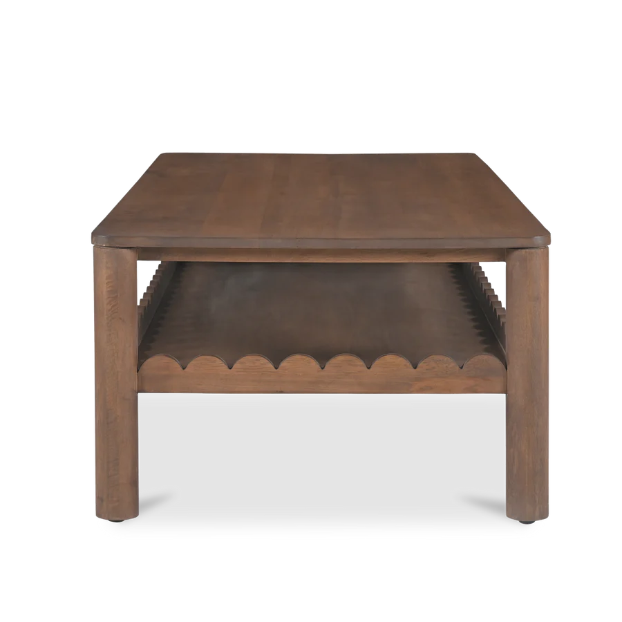 Indiana Scalloped Edge Solid Wood Coffee Table – Modern