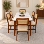Modern Ceramic Top Dining Table Set with Chairs-6 Seater