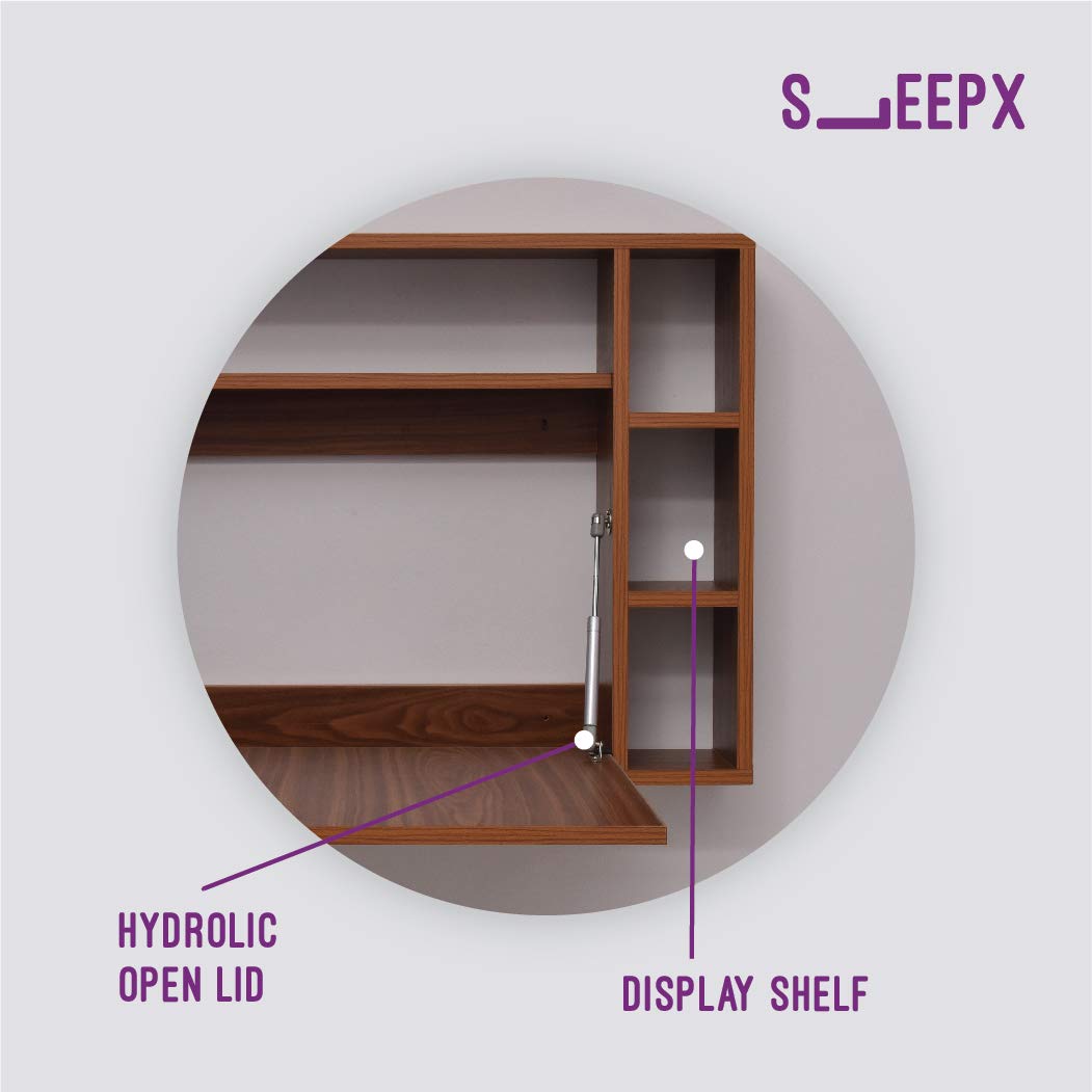 SleepX Work from Home (WFH) Wood Finish Wall Mounted Desk (Brown)