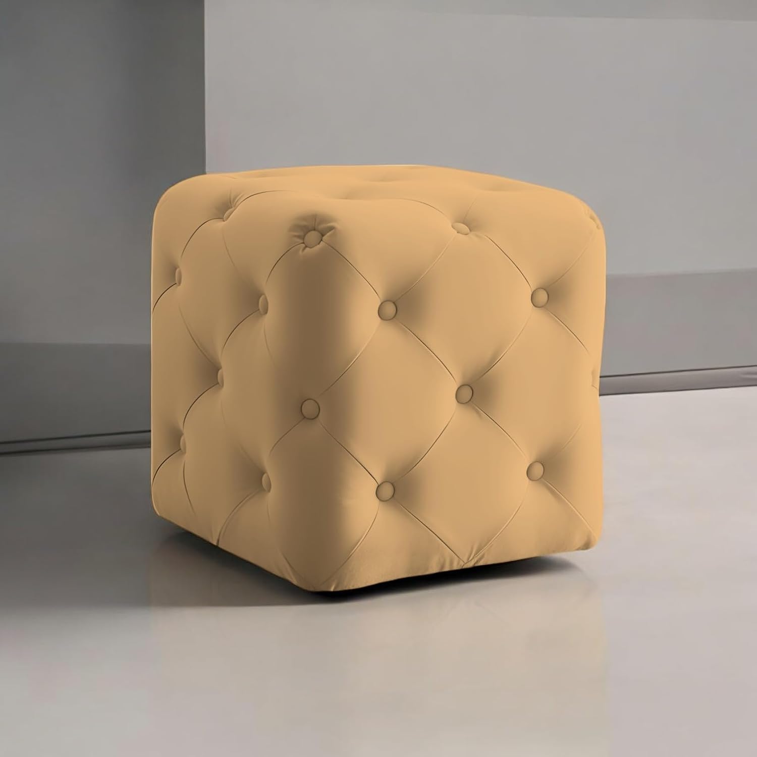 Luxurious Tufted Cube Ottoman