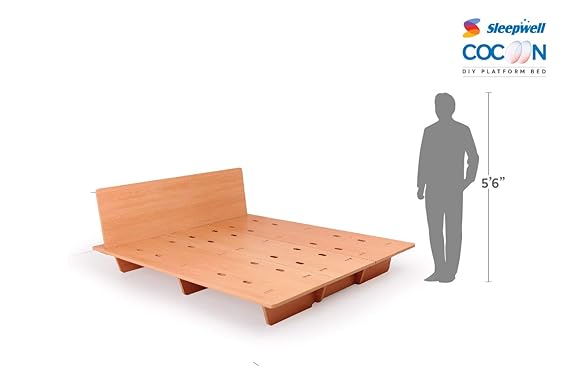 Sleepwell Queen Engineered Wood Platform Bed with Storage - (Oak)