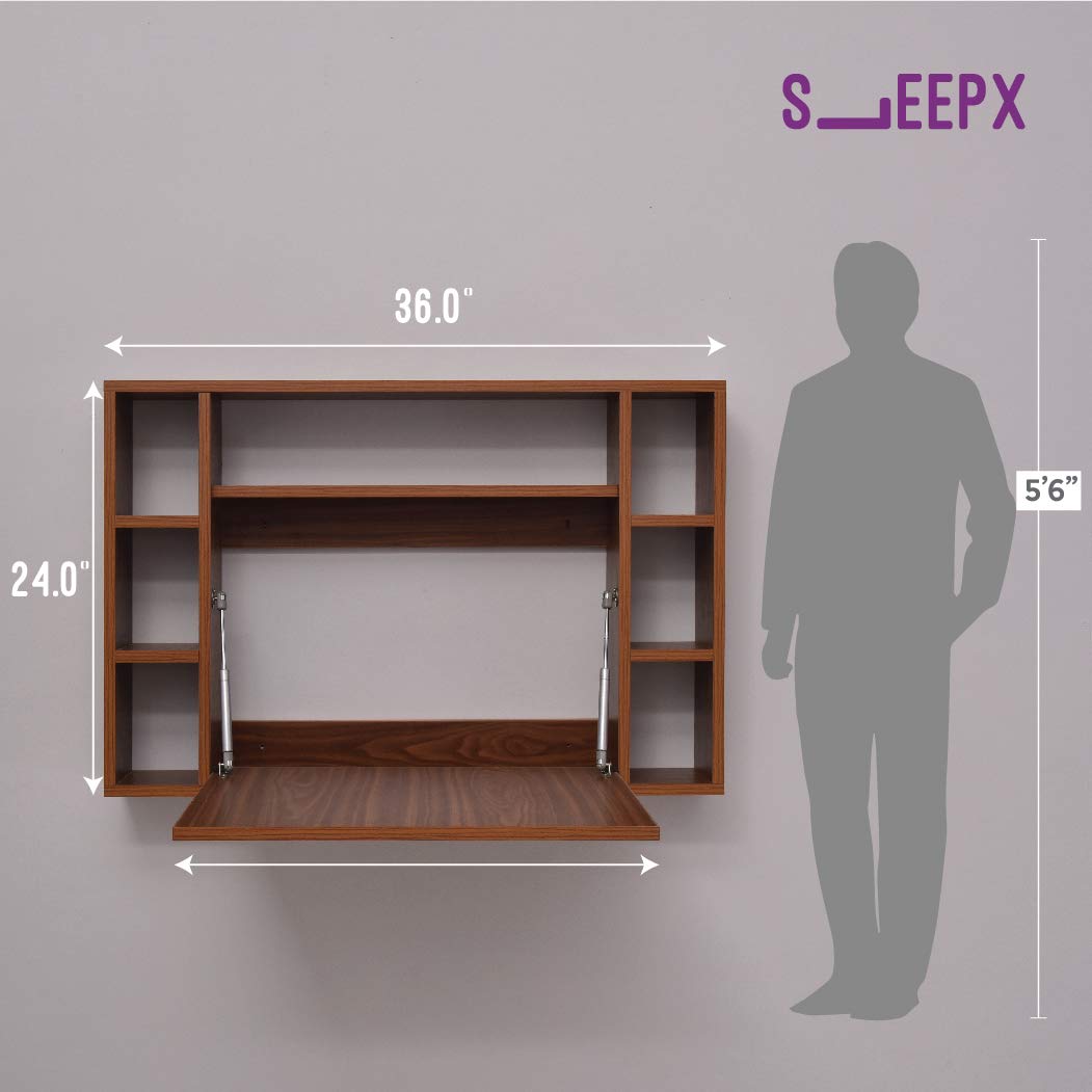 SleepX Work from Home (WFH) Wood Finish Wall Mounted Desk (Brown)