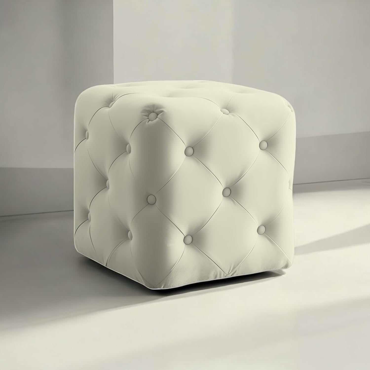 Luxurious Tufted Cube Ottoman
