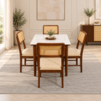 Modern Ceramic Top Dining Table Set with Chairs-4 Seater
