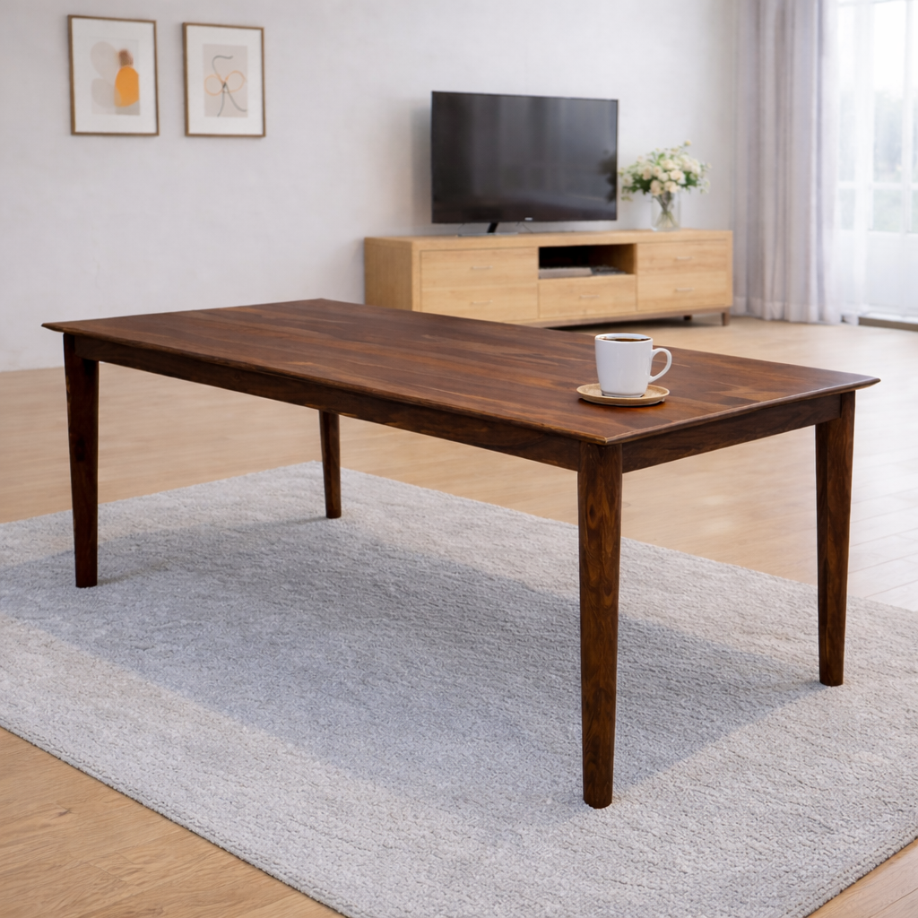 Urban Living Solid Sheesham Wood Eight Seater Dining Table Set With Bench-Honey