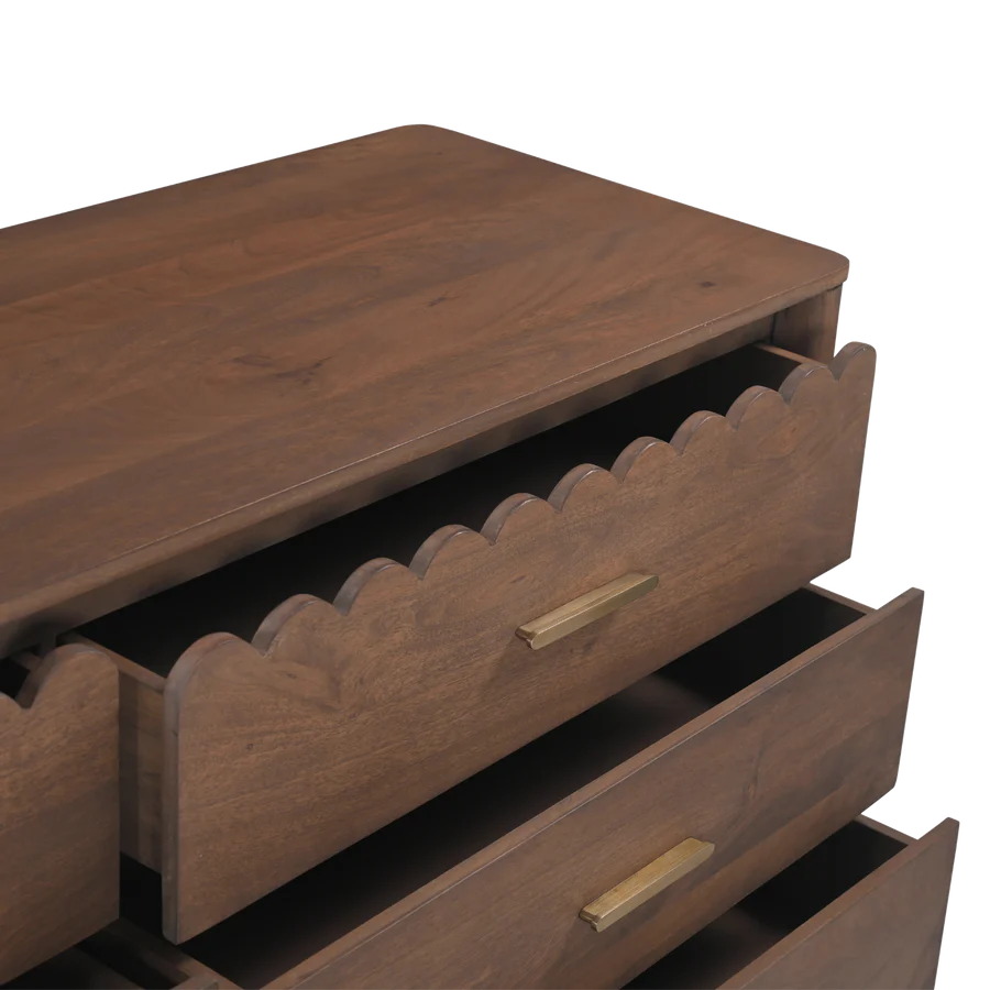 Indiana Scalloped Edge Solid Wood Dresser – Modern Storage Cabinet