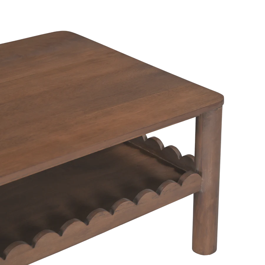 Indiana Scalloped Edge Solid Wood Coffee Table – Modern